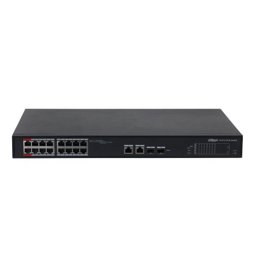 Коммутаторы Dahua - 18-портовый управляемый 16xPoE (2x90Вт) коммутатор Dahua DH-S4101-16ET2GF-240-C