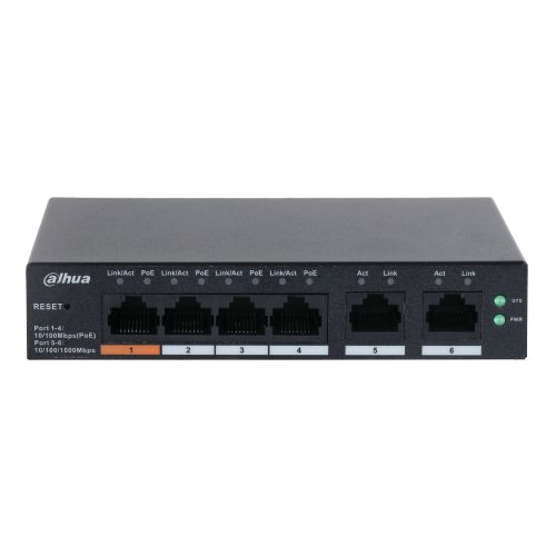 Коммутаторы Dahua с грозозащитой - 4-портовый управляемый PoE коммутатор Dahua DH-CS4006-4ET-60