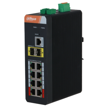 10-портовый гигабитный промышленный коммутатор с 8-портовым PoE Dahua DH-PFS4210-8GT-DP