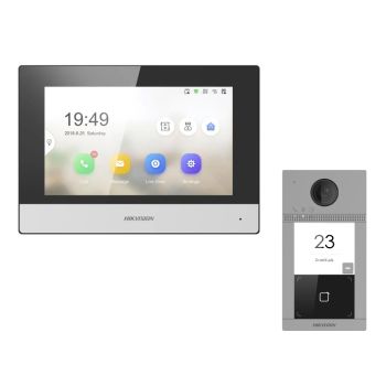 Комплект домофон Hikvision DS-KH6320-WTE1 + вызывная панель DS-KV8113-WME1(B)/Flush
