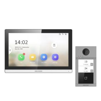 Комплект домофон Hikvision DS-KH6350-TE1 + вызывная панель DS-KV8213-WME1(C)/Flush