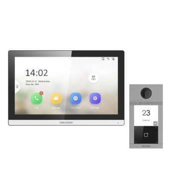 Комплект домофон Hikvision DS-KH6350-WTE1 + вызывная панель DS-KV8113-WME1(B)/Flush