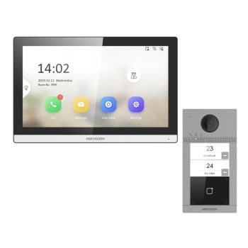 Комплект домофон Hikvision DS-KH6350-WTE1 + виклична панель DS-KV8213-WME1(C)/Flush