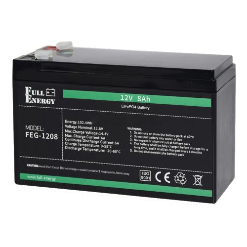 Акумулятори - Акумулятор Full Energy FEG-128 LiFePO4 8Ah/12В  