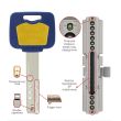 Цилиндр MUL-T-LOCK MT5+ ключ/ключ никель сатин 62 мм 31x31
