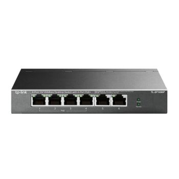 Коммутаторы TP-Link - Неуправляемый 6-портовый PoE коммутатор TP-LINK TL-SF1006P с 4 портами PoE