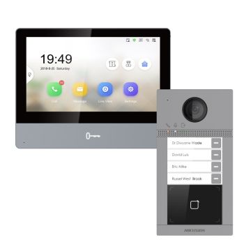 Комплект домофон Hikvision DS-KH8350-WTE1 + вызывная панель DS-KV8413-WME1(C)/Flush/Europe BV