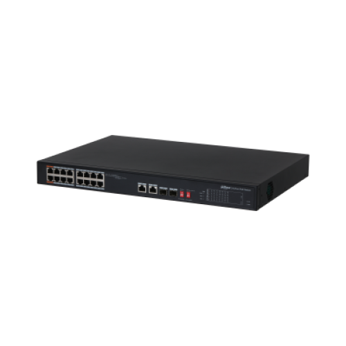 Гигабитные коммутаторы на 16 портов - Неуправляемый PoE коммутатор Dahua DH-PFS3218-16ET-135 