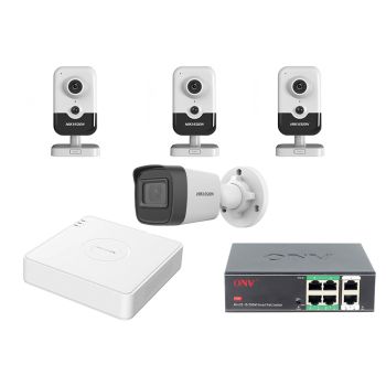 Комплекты видеонаблюдения на 4 камеры РОЕ - Комплект IP видеонаблюдения Hikvision KIT-DS126
