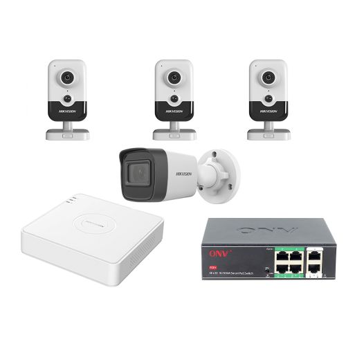 Комплекты видеонаблюдения на 4 камеры - Комплект IP видеонаблюдения Hikvision KIT-DS126