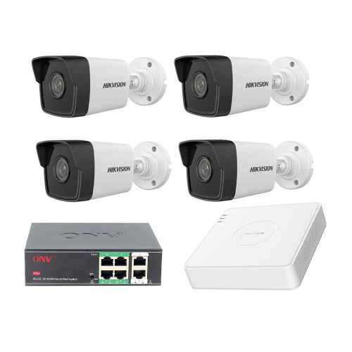 Комплекты видеонаблюдения на 4 камеры - Комплект IP видеонаблюдения Hikvision KIT-DS203