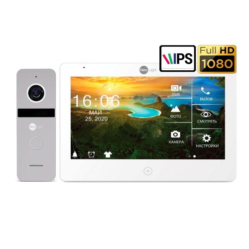 Комплекты домофона с записью аудио, видео - Комплект видеодомофона NeoLight MEZZO HD / Solo FHD (серебро)