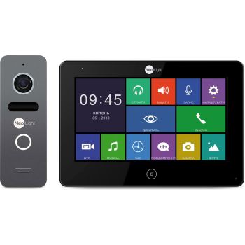 Комплект видеодомофона NeoLight ALPHA Black + вызывная панель SOLO Graphite