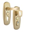 Захисна дверна фурнітура MUL-T-LOCK PLATINUM SH300 fix-mov латунь полірована, між осьова відстань 85/90 мм