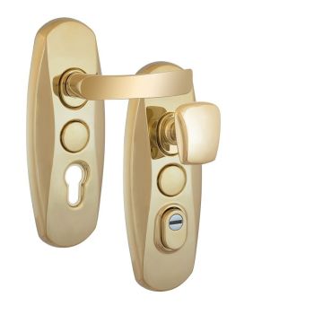 Захисна дверна фурнітура MUL-T-LOCK PLATINUM SH300 fix-mov латунь полірована, між осьова відстань 85/90 мм