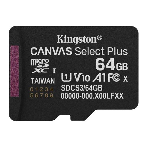 Карты памяти объёмом 64 ГБ - Карта памяти Kingston microSD 64GB C10 UHS-I A1 V10 R100MB/s