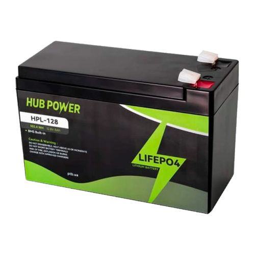 Акумулятори LiFePo4 (літій-залізо-фосфатні) - Акумуляторна батарея Hub Power HPL-128 LiFePO4 12В 8А/год