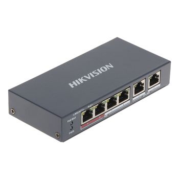 4-портовый неуправляемый PoE коммутатор Hikvision DS-3E0106P-E/M(B)