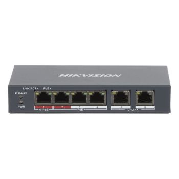 РоЕ коммутаторы 4 порта - 4-портовый управляемый PoE коммутатор Hikvision DS-3E1106HP-EI  