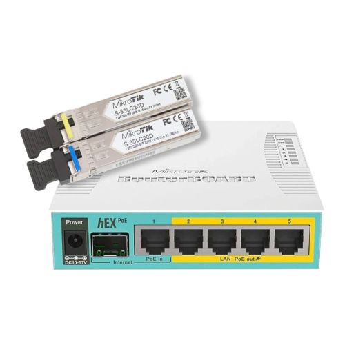 Маршрутизаторы - Комплект PoE маршрутизатор MikroTik RB960PGS + SFP модуль S-3553LC20D