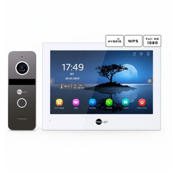 Комплекты домофона - Комплект видеодомофона Neolight ALPHA Hybrid + SOLO IPW Graphite с уголком и PoE адаптером для вызовной панели