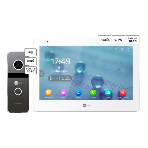 Комплекты домофона - Комплект видеодомофона Neolight MEZZO Hybrid + SOLO IPW Graphite с уголком и PoE адаптером для вызовной панели