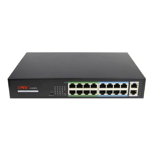 Коммутаторы - 18-портовый неуправляемый PoE коммутатор ONV H1016PL