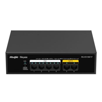 Коммутаторы Ruijie - 4-портовый неуправляемый PoE коммутатор Ruijie Reyee RG-ES106F-P