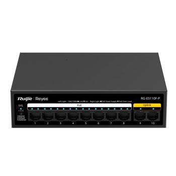 10-портовый неуправляемый PoE коммутатор Ruijie Reyee RG-ES110F-P