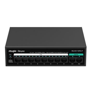 8-портовый неуправляемый PoE коммутатор Ruijie Reyee RG-ES110FG-P 