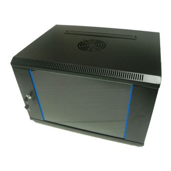 Шкаф коммутационный настенный Hypernet WMNC66-12U-FLAT-AC-BLACK 12U 600x600 разборный черный