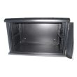 Шкаф коммутационный настенный Hypernet WMNC66-12U-FLAT-AC-BLACK 12U 600x600 разборный черный