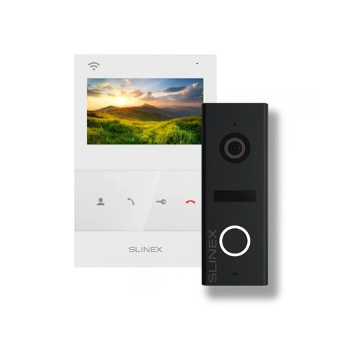 Комплекты домофонов Slinex - Комплект видеодомофон Slinex SQ-04N Cloud white + панель вызова ML-17HD black