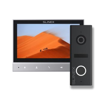 Комплекты домофона - Комплект видеодомофон Slinex SK-07 grey + панель вызова ML-17HR graphite