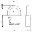 Навесной замок MUL-T-LOCK M 16 высота скобы 50 мм., диаметр 15.8 мм., Classic.