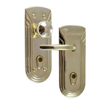 Защитная дверная фурнитура MUL-T-LOCK MILLENIUM fix-mov латунь полированная, между осевое расстояние 90 мм.