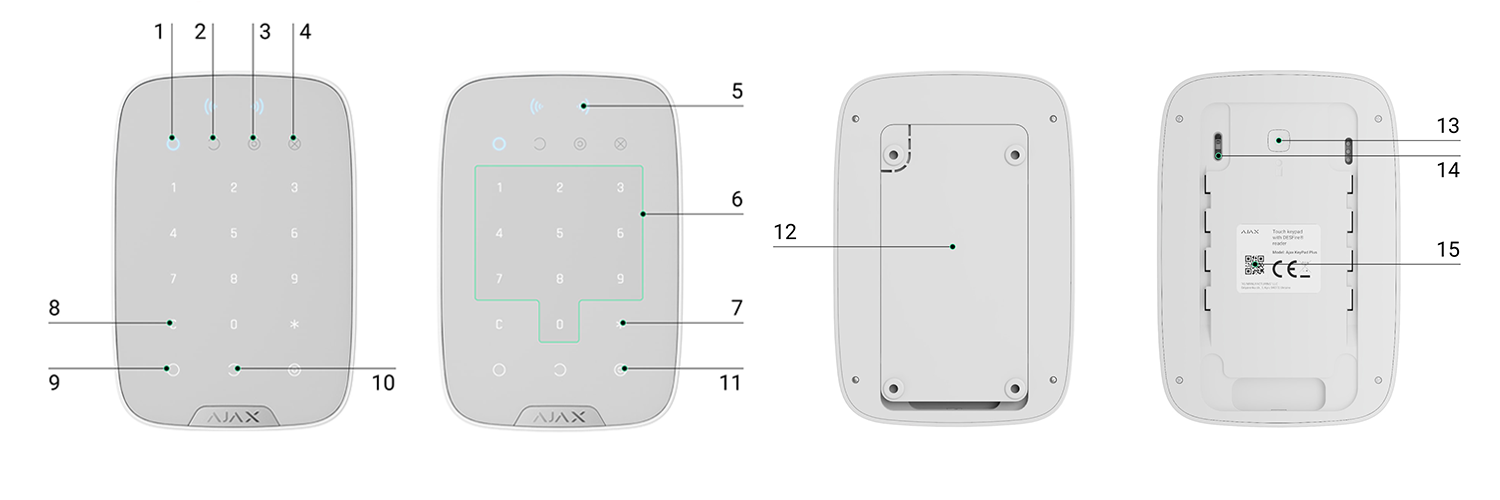 функциональные эдементы клавиатуры Ajax KeyPad Plus